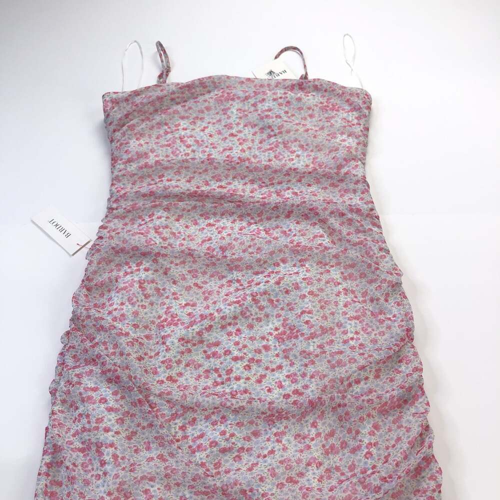 Bardot Revolve NEW Large Floral Print Ditzy Women's Midi Fitted Dress Pink - Picture 7 of 16